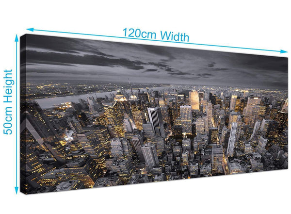 Black White Yellow New York Skyline Cityscape Canvas 