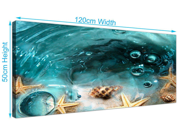 Large panoramic seaside starfish canvas prints teal 1253