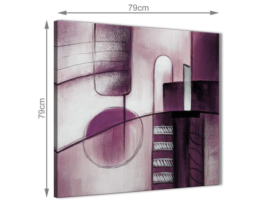 Large Plum Grey Painting Abstract Office Canvas Pictures Accessories 1s420l - 79cm Square Print