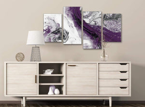 Large Purple and Grey Swirl Abstract Living Room Canvas Pictures Decor - 4466 - 130cm Set of Prints