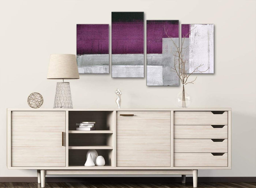 Large Purple Grey Painting Abstract Living Room Canvas Wall Art Decor - 4427 - 130cm Set of Prints