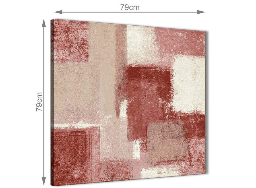Large Red and Cream Abstract Bedroom Canvas Pictures Decorations 1s370l - 79cm Square Print