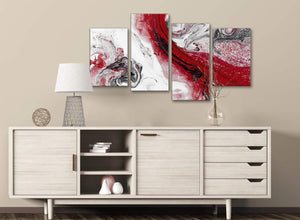 Large Red and Grey Swirl Abstract Bedroom Canvas Pictures Decor - 4467 - 130cm Set of Prints