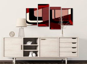 Large Red Black Painting Abstract Bedroom Canvas Pictures Decor - 4410 - 130cm Set of Prints