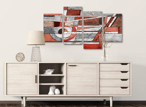Large Red Grey Painting Abstract Bedroom Canvas Wall Art Decor - 4401 - 130cm Set of Prints