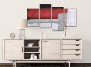 Large Red Grey Painting Abstract Bedroom Canvas Pictures Decor - 4428 - 130cm Set of Prints