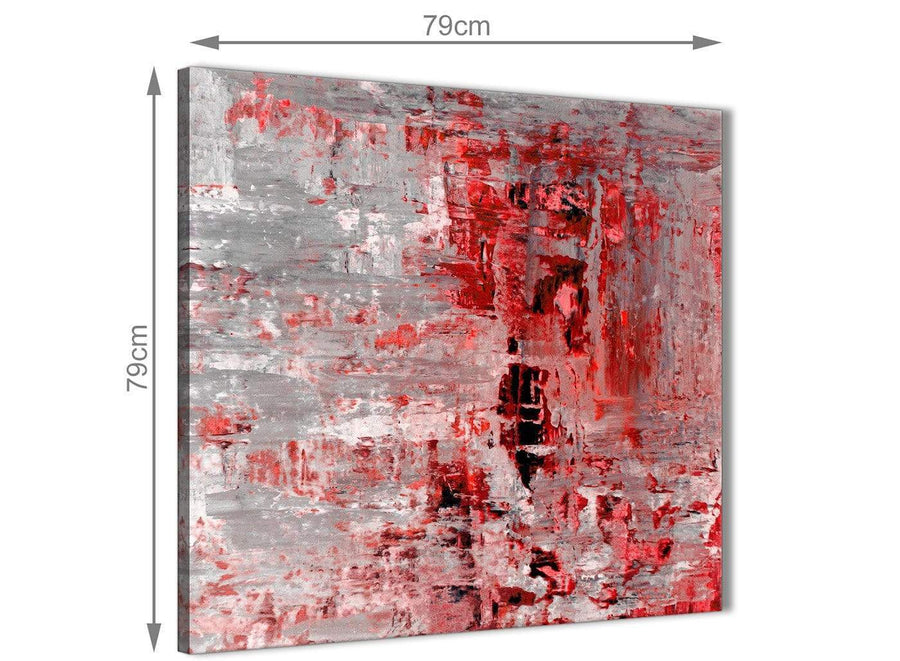Large Red Grey Painting Abstract Hallway Canvas Wall Art Accessories 1s414l - 79cm Square Print