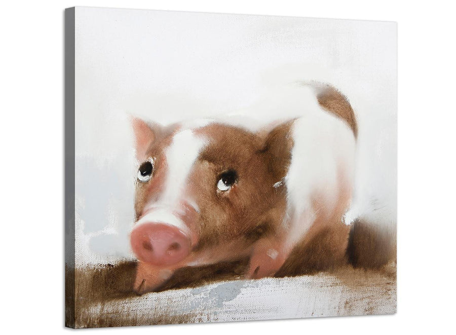 Large Childrens Kids Bedroom Nursery - Pigs Modern Canvas Art - 48cm - 1s249m