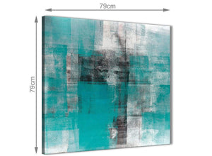 Large Teal Black White Painting Abstract Dining Room Canvas Pictures Decorations 1s399l - 79cm Square Print