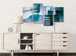Large Teal Cream Painting Abstract Bedroom Canvas Pictures Decor - 4417 - 130cm Set of Prints