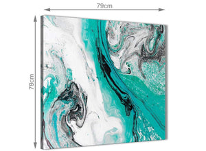 Large Turquoise and Grey Swirl Abstract Bedroom Canvas Wall Art Decorations 1s460l - 79cm Square Print