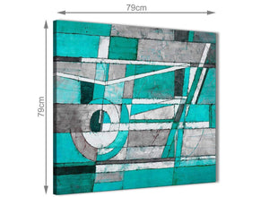 Large Turquoise Grey Painting Abstract Hallway Canvas Wall Art Accessories 1s403l - 79cm Square Print