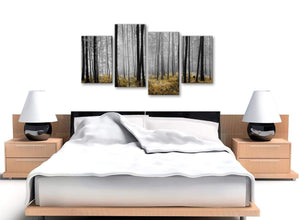 Large Yellow and Grey Forest Woodland Trees Bedroom Canvas Pictures Decor - 4384 - 130cm Set of Prints