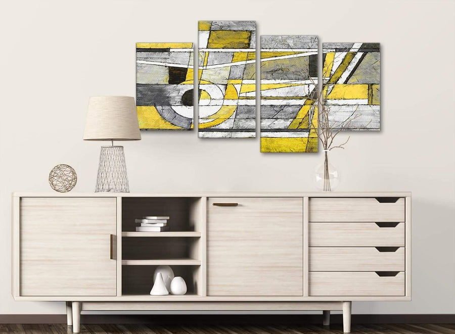 Large Yellow Grey Painting Abstract Bedroom Canvas Wall Art Decor - 4400 - 130cm Set of Prints