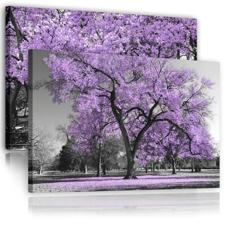 Lilac Grey Black Canvas Wall Art - Trees Leaves Blossom - Set of 2 Pictures - 2CL2003XXL