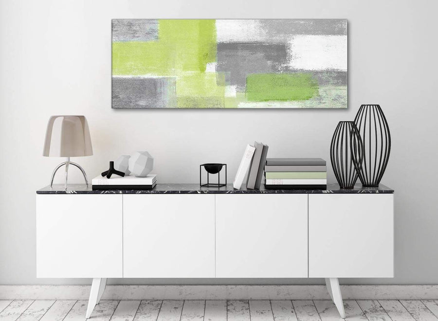 Lime Green Grey Abstract - Living Room Canvas Wall Art Accessories - Abstract 1369 - 120cm Print