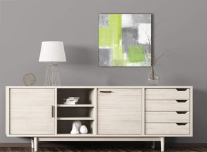 Lime Green Grey Abstract - Living Room Canvas Wall Art Decor - Abstract 1s369m - 64cm Square Print