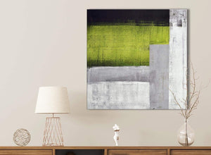Lime Green Grey Painting Bathroom Canvas Pictures Accessories - Abstract 1s424s - 49cm Square Print