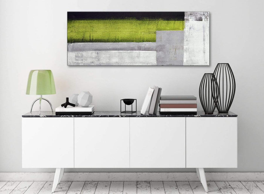 Lime Green Grey Painting Bedroom Canvas Wall Art Accessories - Abstract 1424 - 120cm Print