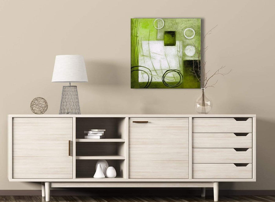 Lime Green Painting Living Room Canvas Pictures Decor - Abstract 1s431m - 64cm Square Print