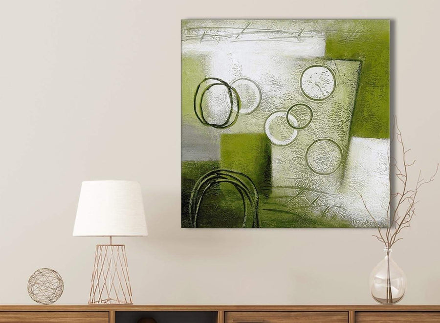 Lime Green Painting Kitchen Canvas Pictures Accessories - Abstract 1s434s - 49cm Square Print