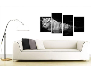 Set Of Four Living-Room Black White Canvas Wall Art