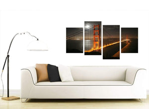 San Francisco Golden Gate Bridge Night Cities Canvas