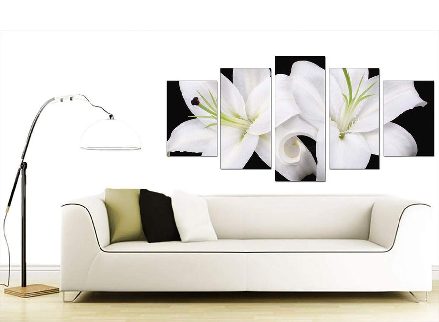 Black White Lily Flower Floral Canvas