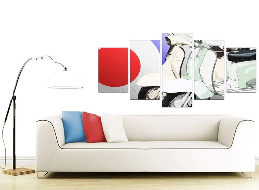 5 Piece Set of Living-Room Red Canvas Prints