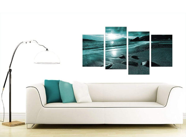 4 Panel Set of Modern Teal Canvas Prints