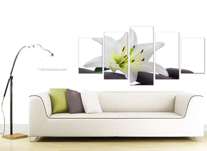 5 Piece Set of Living-Room Black White Canvas Art
