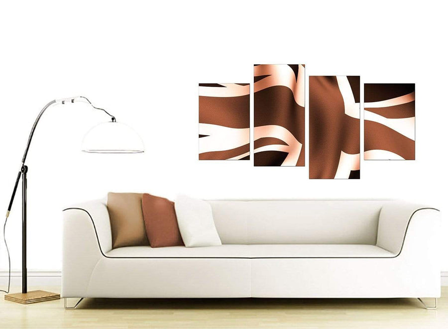 Brown and Cream Union Jack Flag Abstract Modern Canvas Art 