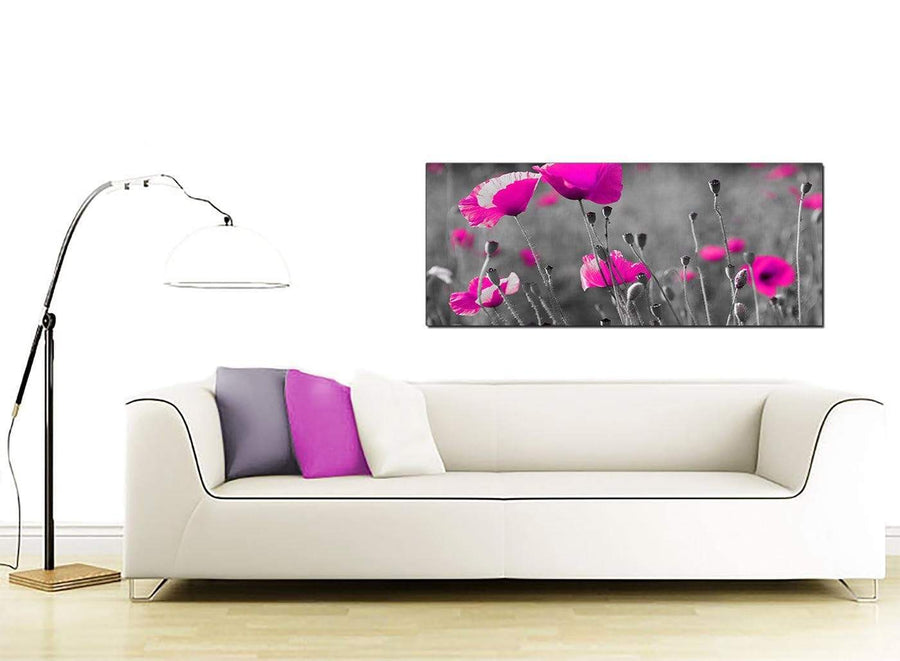  Pink Poppy Black Grey Flower Poppies Floral Canvas