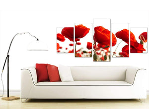 Set Of 5 Living-Room Red Canvas Picture