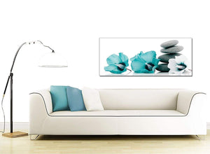 Teal Living Room Extra Large Canvas of Flowers