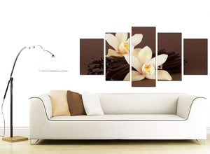 Set Of Five Living-Room Brown Canvas Prints