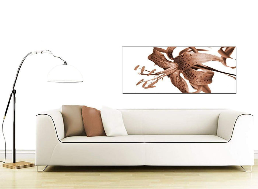 Brown Tiger Lily Flower on White Floral Canvas