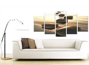 Set Of Five Living-Room Brown Canvas Prints