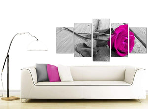 Pink Rose Grey Black White Flower Floral Canvas