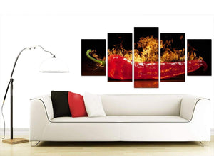 5 Piece Set of Modern Red Canvas Wall Art