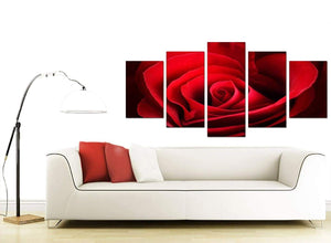 Set Of Five Living-Room Red Canvas Picture
