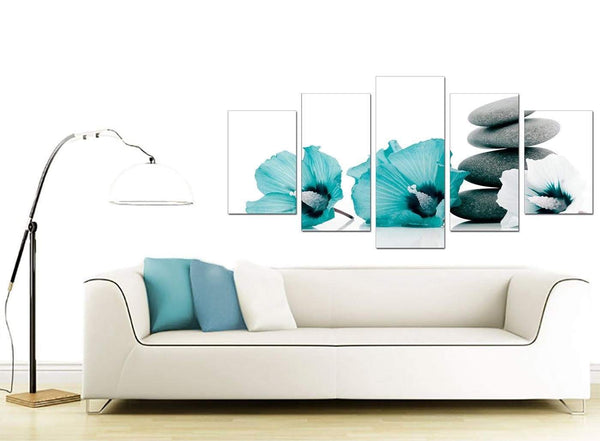 Set Of 5 Living-Room Teal Canvas Prints