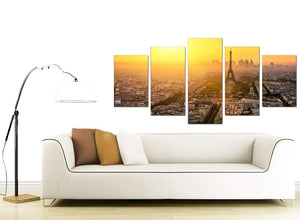 Sunset Skyline Eiffel Tower Yellow City Canvas