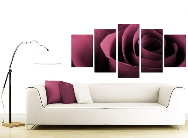 Plum Coloured Rose Petal Flower Floral Modern Canvas Art