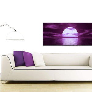 Purple Sunset Ocean Sky Landscape Modern Canvas Art