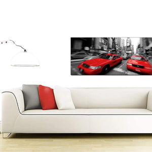 Red Black White Grey New York Taxi City Canvas