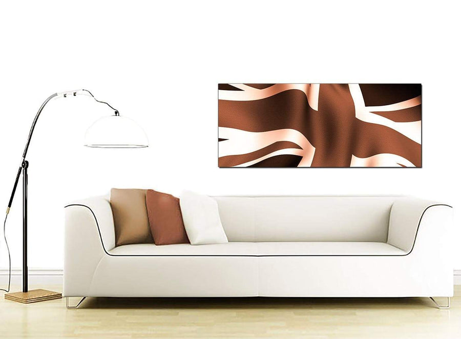 Brown and Cream Union Jack Flag Abstract Modern Canvas Art 