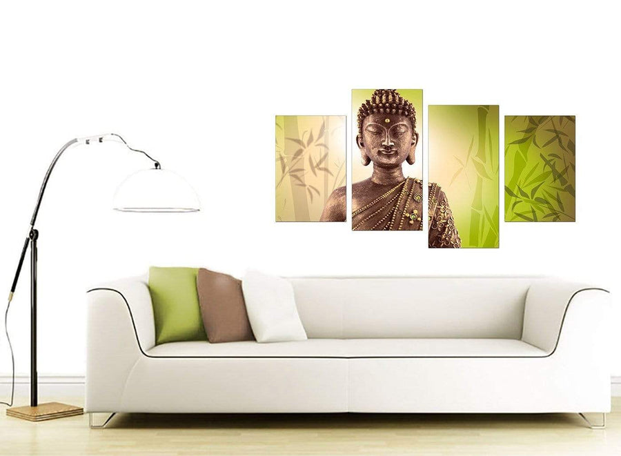 Green Living Room Four Panel Set of Buddha