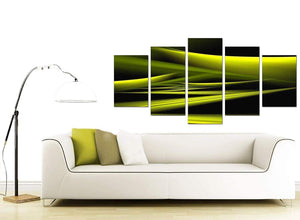 Modern Lime Green & Black Waves Abstract Canvas