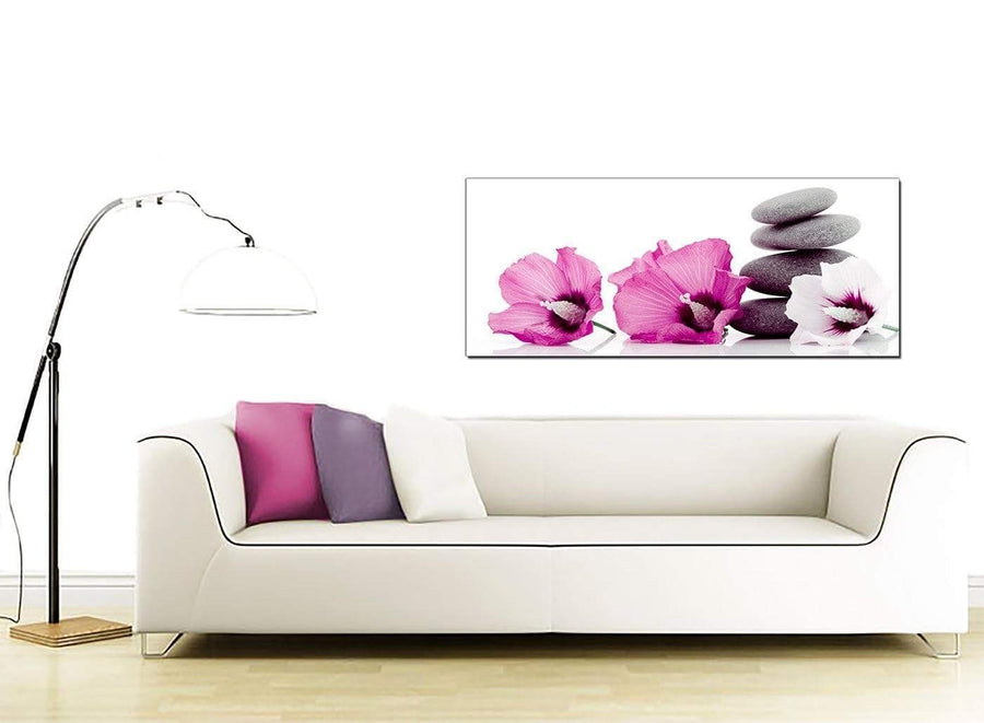 Pink Grey Flower Zen Pebbles Stones Floral Canvas